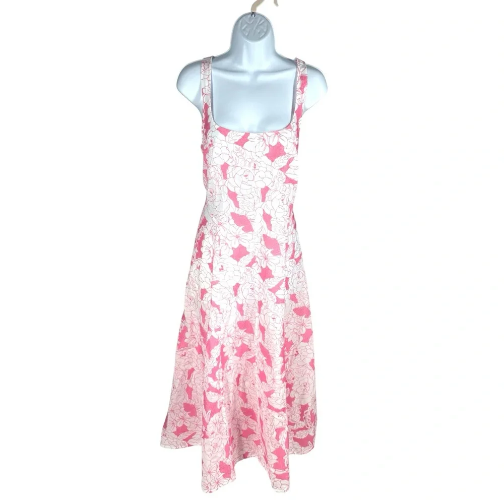 Three Graces London Ada Embroidered Cotton Midi Dress Pink Size 16 NWT Resort - Picture 5 of 12